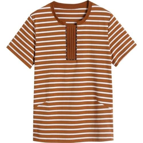 WWENN Fashion 2021 Summer Tops Black Stripe Oversize T Shirt Women Clothes Cotton T-Shirt Short Sleeve Tee Femme Plus Size