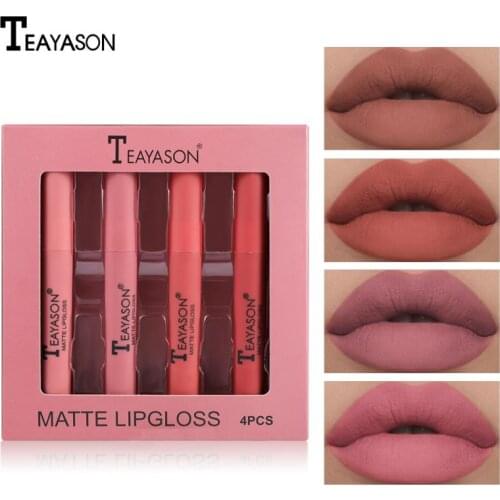 TEAYASON Velvet Matte Lipstick Set Lip Gloss Lip Glaze Pumpkin Color Matte Non-stick Cup Non-fading Lipstick TSLM1