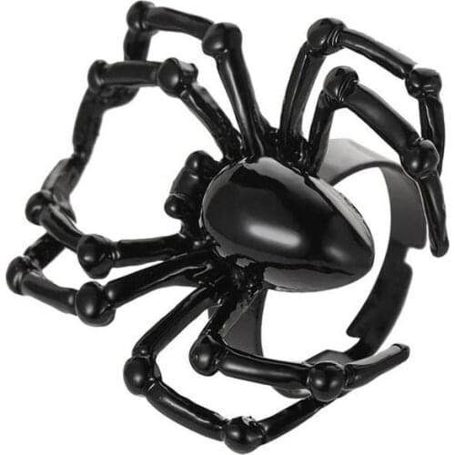 Neo Gothic Simulation Spider Ring Punk Style Punk Goth Style Black Spider Stretch Ring Halloween Spoof Tricky Toy Accessories