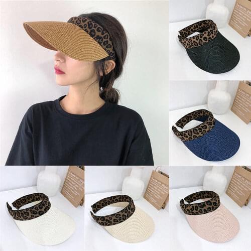 New Fashion 2021 Women Girls Sun Hats Handmade Straw Visor Caps Summer Hat Empty Top Party Beach Hat