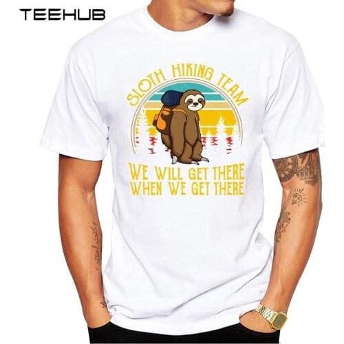 2019 TEEHUB New Cool Mens Fashion Sloth Hiking Design T-Shirt Short Sleeve O-neck Tops Hipster Tee