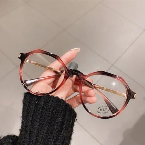New Fashion Simple Unisex Black Round Plain Glasses 2021 Women Metal Frame Anti-Blue Light Eyeglasses Optical Eyewear Clear Lens