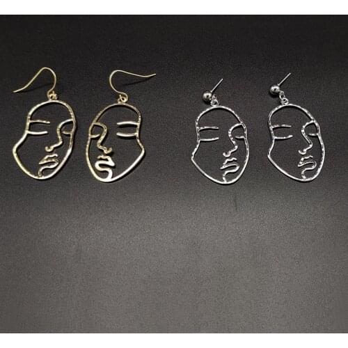 2021 New Earrings Arrival Abstract Stylish Hollow Out Face Dangle Earrings Girls Statement Drop Earrings Jewelry