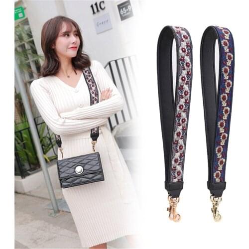 New Adjustable Shoulder Straps Embroidery Strap Leather Wide Shoulder Bag Accessories for Women Replacement Guitar Strap You