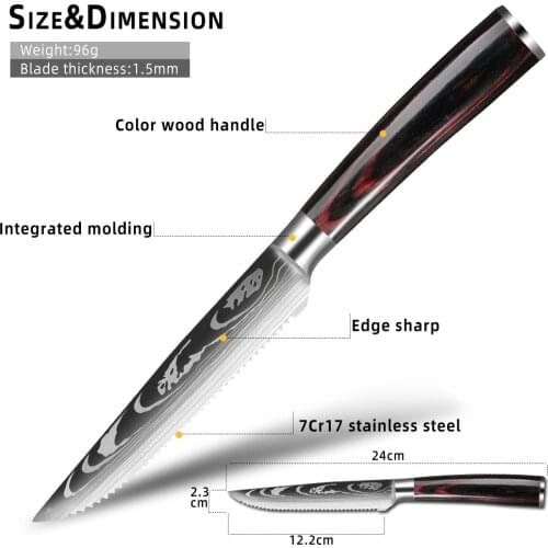 Steak Knife 7cr17 Stainless Steel Western Food Dinner Knives Fruit Knife Knife Wooden Handle Knives