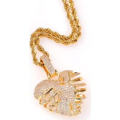2020 New Hollow out broken heart Pendants Necklace Gold Silver Color Cubic Zircon Mens women Hip Hop Bling Rock Jewelry Gift
