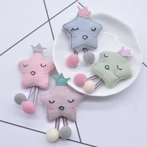8Pcs Padded Sponge Cartoon Cloth Star with Ball Pendant for Clothes Hat Sewing Patches Socks Gloves Shoes Decor Accessories N32