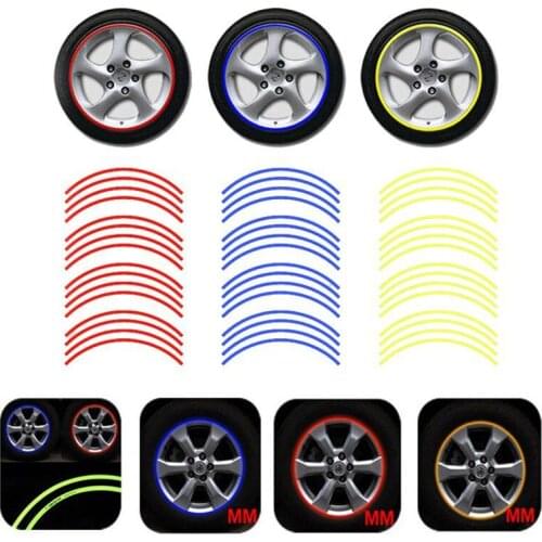 16Pcs/set Motorcycle Car Wheel Rim 16 Reflective Strips 18" Waterproof Stripe Tape Decal Stickers Road Reflective Warning Tape