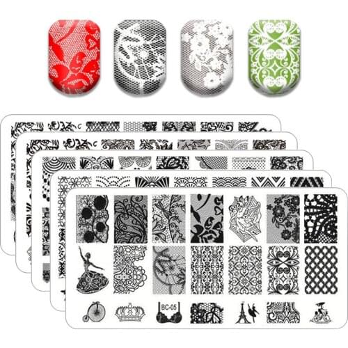 Different Design Nail Stamping Plates Marble Image Stamp Templates Geometric Printing Stencil Tools
