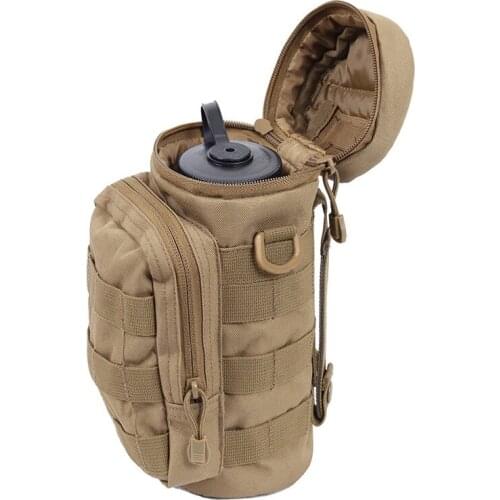 Outdoor Water Bottle Pouch Military Tactical Molle Kettle Case Waist Bag Multifunction Pockets EDC Gear Camping Hiking Riding
