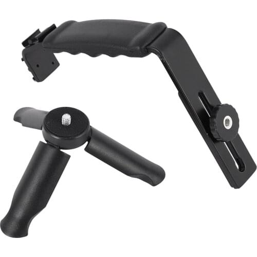 Universal Microphone Stand L Bracket Camera Grip With 2 Hot Shoe Mounts For Zhiyun Smooth Q/3/Dji Osmo/Rode Videomicro