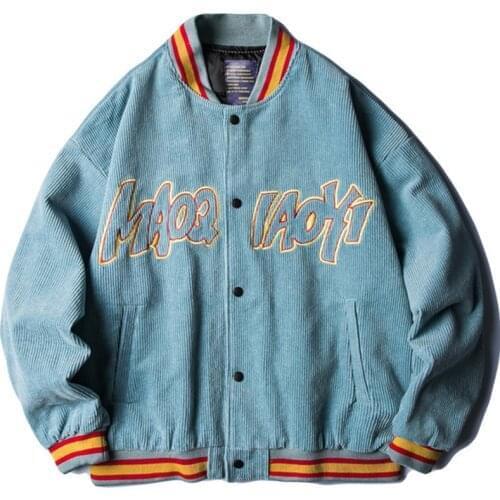 Spring Autumn Corduroy Baseball Jacket Men Women Hip Hop Letter Printing streetwear retro tide Bomber Jacket Men Baseball Coats