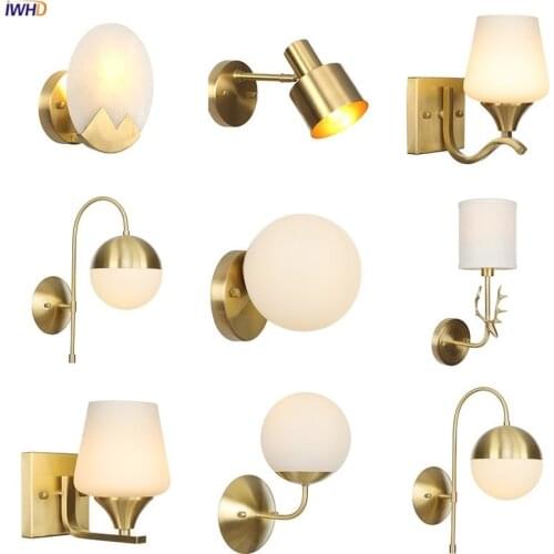 IWHD Loft Style Vintage Wall Lamp Beside Cafe Bathroom Mirror Light Retro Glass Copper LED Wall Light Sconces Wandlamp Luminaire