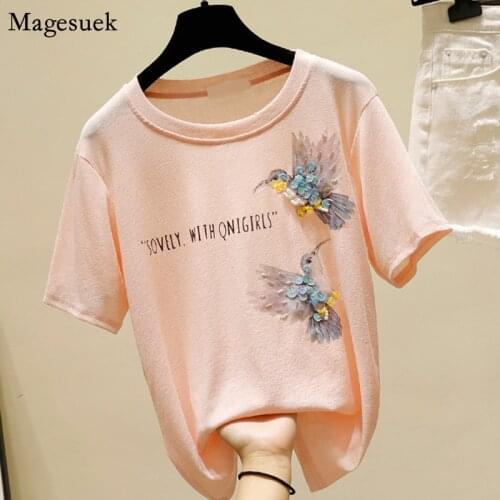 Korean Plus Size Solid Summer T-shirt Female Fashion Short Sleeve Tee Shirt Femme 2021 New Print Women Tops Clothes Blusas 4911