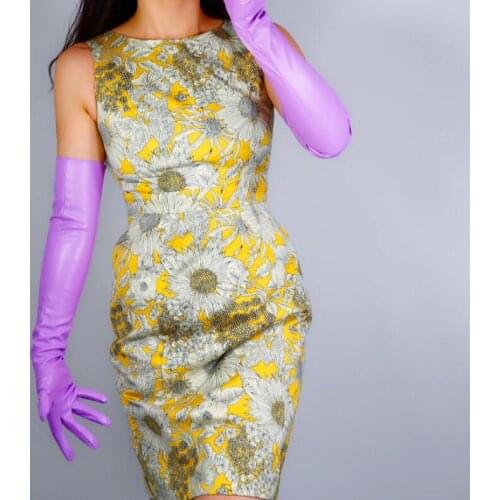 Womens fashion purple sexy slim faux pu leather glove ladys club performance formal party leather long glove 60cm R2597