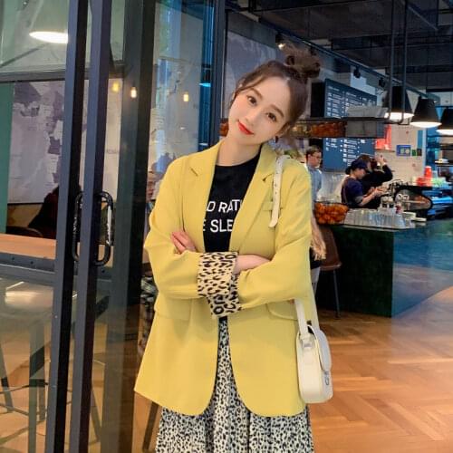 Bella Philosophy 2020 Women Spring Simple Leopard jackets Female Solid Notch Collar Blazer Office Lady Elegant Coat Outerwear