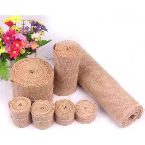 1M Natural Jute Fabric Burlap Handwork Crafts Hemp Ribbon Christmas Wedding Party Decoration for Home Sewing DIY 3-30cm