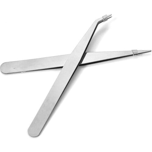 2pc/lot Excellent Quality Anti-static Bend Straight Tweezer Stainless Steel for Beads Jewelry Sewing Accessories Tools 2021