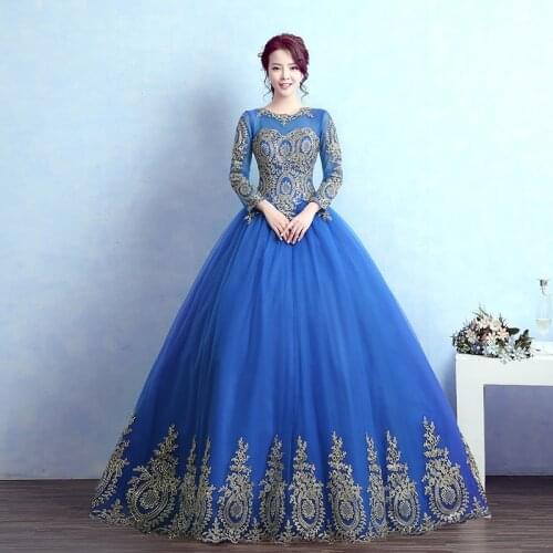 2021 New Vintage Lace Royal Blue Ball Gown Quinceanera Dresses Vestido De Novia Customized Plus Size Candy Color Prom Dress
