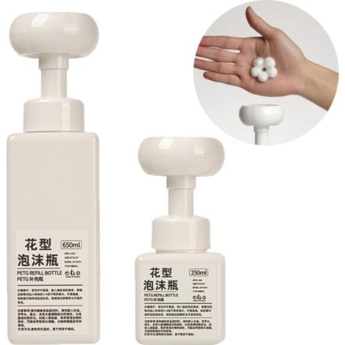 250/450/650ml Liquid Soap Dispenser Flower Shape Foam Foaming Pump Empty Bottle Plastic Clear Bottle Shower Gel Foam Pump Bottle
