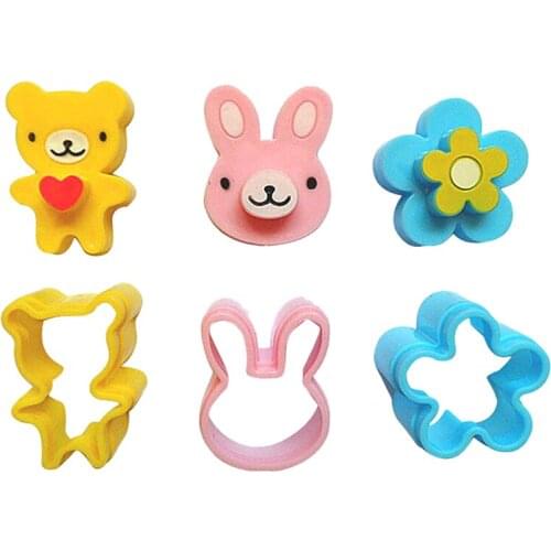 3 PCS Sandwich Crust Cutter Cookie Bread Mold Bento Maker Rabbit Panda Flower
