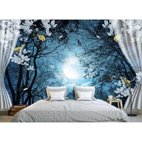 HD Moonlight 3D TV background wall photo 3d wallpaper Living room bedroom hotel wallpapers for home walls