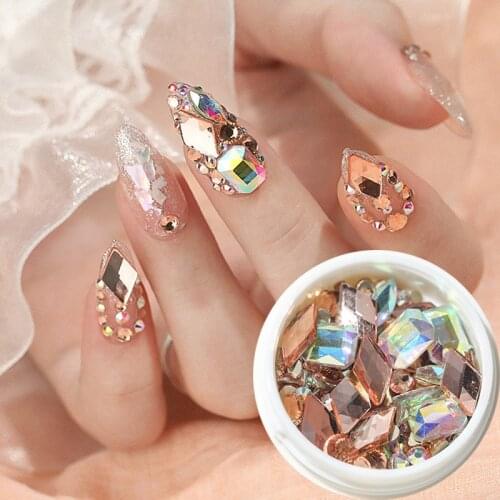 3D Nail Art Rhinestones Diamond Mixed Size Shiny Nail Gems Rhinestones Crystal Stone Nail Art Decoration Nails Accessories