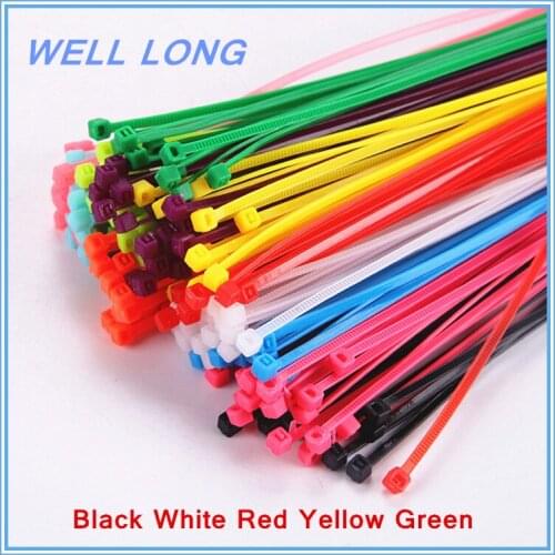 500pcs/lot 3*150mm Black White Red Yellow Green Self-Locking Nylon Wire Cable Zip Ties, Cable Ties Series color Kit