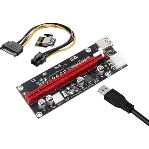 6 Pcs PCIe Extension Cable PCI-E 1X to 16X Large 6 Pin USB External Graphics Adapter Card for Bitcoin Mining Machines