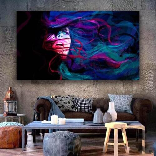 Abstract Girl Colorful face Paintings Print On Canvas Wall Art Prints Graffiti Art Prints Modern Art Wall Pictures For Livi