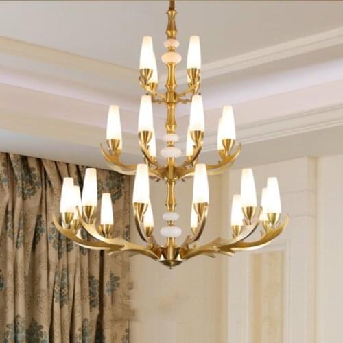 Big All Copper Duplex House Chandelier lighting Large Hotel Church Chandeliers led luminaria For Living Room Modern Home fixture