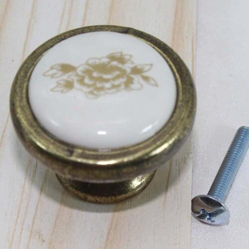 Bronze kitchen cabinet handle Ceramic drawer cupboard pulls Antique brass dresser wardrobe knob Furniture door zinc alloy knobs
