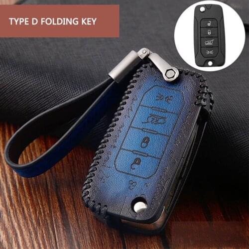 Genuine leather car key cover case shell for jeep Compass Renegade Patriot Wrangler Liberty flip folding remote key bag