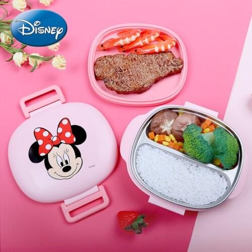 Disney Childrens Dinner Plate Two-compartment Insulation Bowl Stainless Steel Childrens Anti-fall Partition Tableware