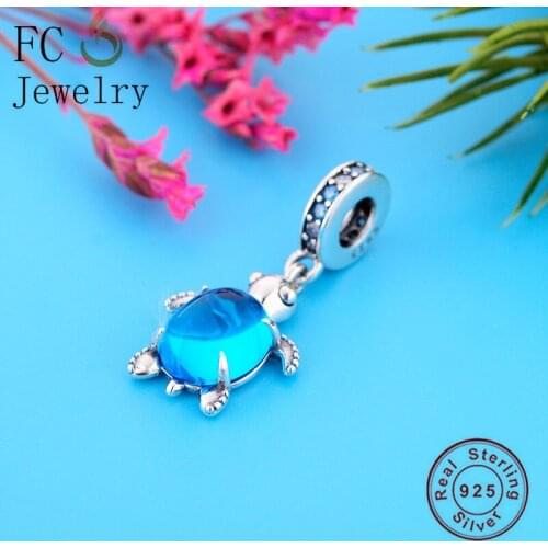 FC Jewelry Fit Original Brand Charm Bracelet Authentic 925 Silver Tortoise Murano Glass Turtle Bead For Making Berloque 2020
