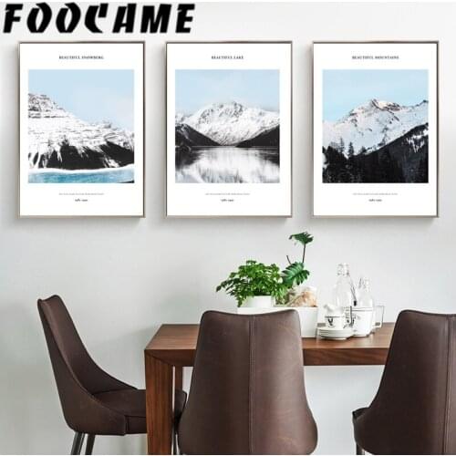 FOOCAME Minimalist Landscape Painting Snowberg Wall Art Canvas Nordic Poster Print Modern Home Decoration Picture Living Room