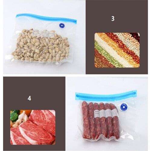 5pcs/Lot Reusable food storage sealed bag sealed clip food packaging vacuumable kit and hand pump for cold storage of dry food