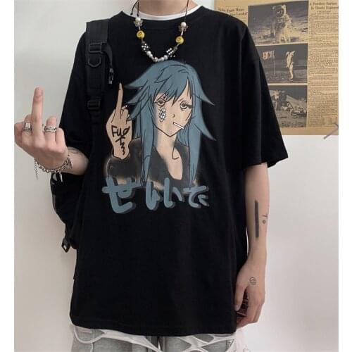 Gothic Streetwear Loose mujer camisetas Female T-shirt Short Sleeve Casual Crop Top Graphic Tees Letter Print Summer T Shirt y2k