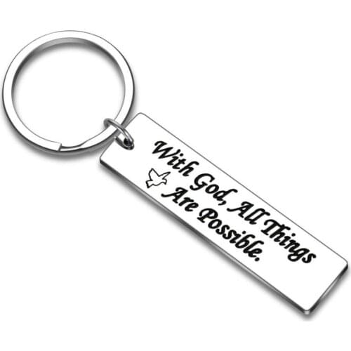 Christian Faith Gift Keychain for Friends Birthday Graduation Gift with All Things are Possible Godmother Religious Baptism Gift