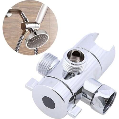 Chrome 3 Way Tee Connector Shower Head Fixed Seat Diverter Bathroom Adjustable Handheld Shower Head Arm Mounted Diverter Valve