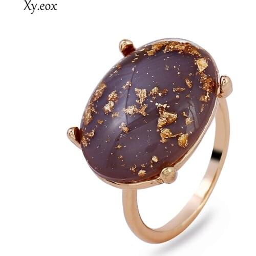 Individual Gold Foil Ring Creative Girl Crystal Ring