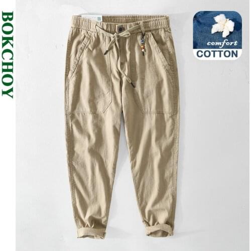 2021 Summer and Spring New Men Solid Color Casual Cotton Trousers Lace-up Work Uniform Army Green Blue Khaki GA-Z348