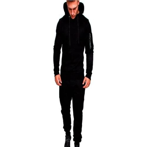 Fashion Newly Men Casual Solid Color Tracksuit Jogging Top Pencil Pants Sporty Fitness Suit Hoodie Pullover Trousers Outerwear