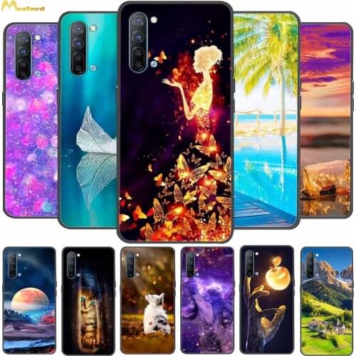 For Reno3 5G Case Butterfly Girl Silicone Soft Phone Cover For Oppo Reno3 Lite Back Cover Reno 3 Youth 4G Funda Bumper Black TPU