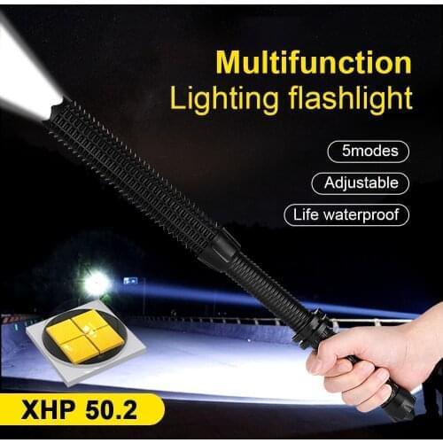 Sets Powerful Zoomable T6 Led Flashlight Telescopic Self Defense Stick Tactical Baton Rechargeable Flash Light Torch 18650