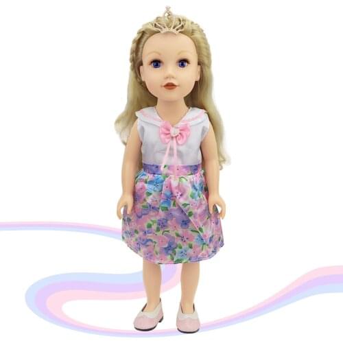 2021 New Pattern Printed Sleeveless Skirt Fit 18Inch American 43cm Baby Doll Clothes Accessories,Girls Toys,Generation