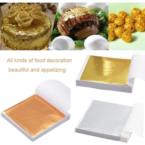50PCS 8x8cm Practical K Pure Shiny Gold Leaf for Gilding Funiture Lines Wall Crafts Handicrafts Gilding Decoration