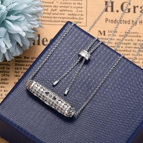 New Cylinder Eyes Necklace Silver Color Evil Eye Pendant Micro Zirconia Vintage Necklaces For Women Girl Gift Jewelry Zk30