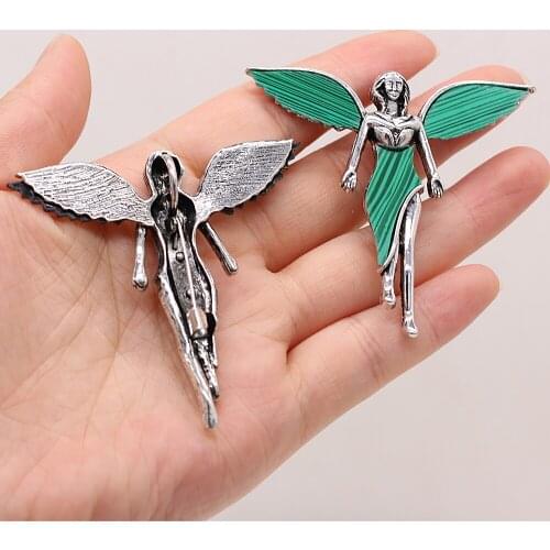 2021 High Quality Natural Shell Alloy Pendant Flying Angel Wings for Jewelry Making DIY Accessories Fit Necklace Earrings Gift
