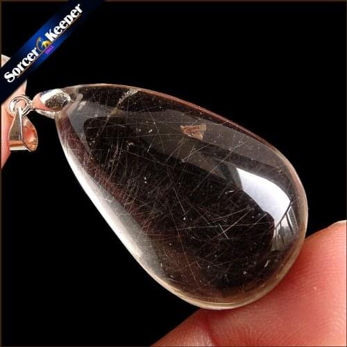 Rare Natural Quartz Gold Rutilated Garden Quartz Crystal Love Necklace Pendant natural minerals Fish Tank Beads PS225